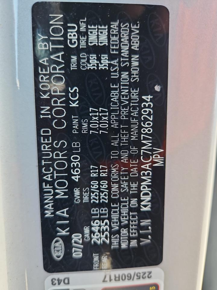 2021 Kia Sportage Lx VIN: KNDPM3AC7M7862934 Lot: 65265425