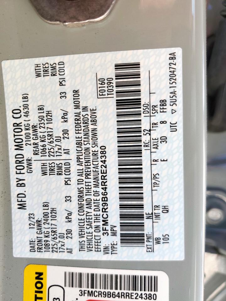 2024 Ford Bronco Sport Big Bend VIN: 3FMCR9B64RRE24380 Lot: 66157065