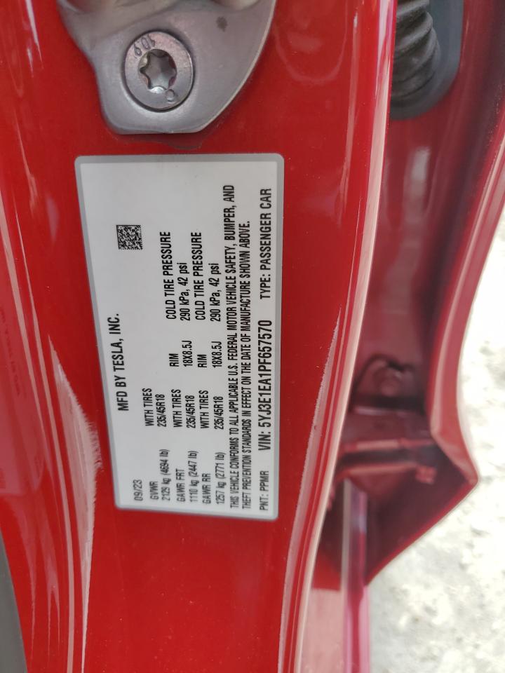 2023 Tesla Model 3 VIN: 5YJ3E1EA1PF657570 Lot: 62661355