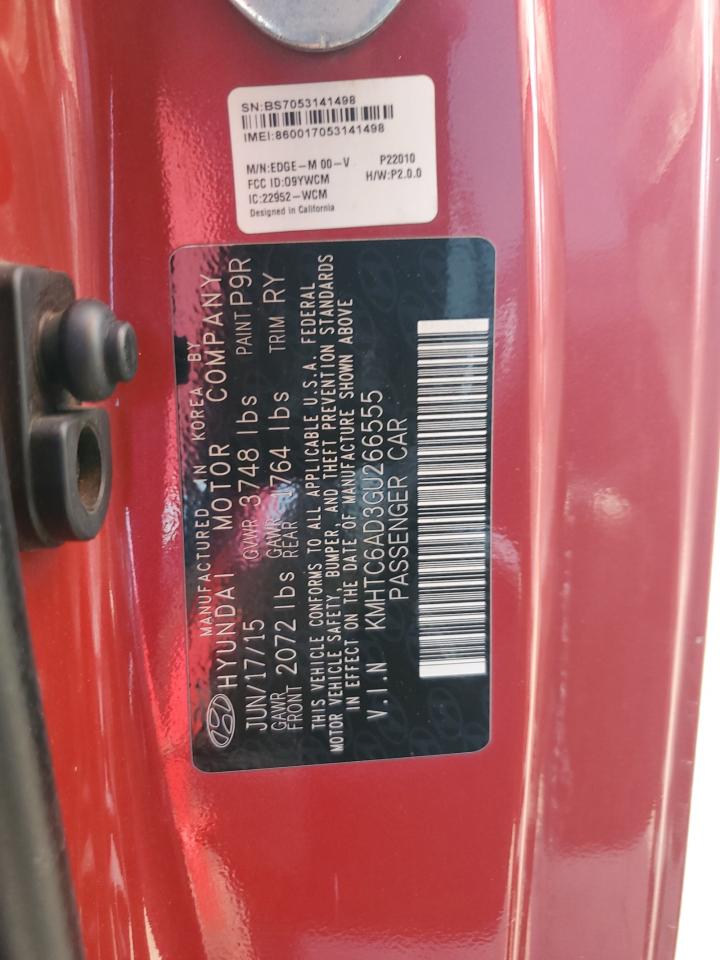 2016 Hyundai Veloster VIN: KMHTC6AD3GU266555 Lot: 66941575