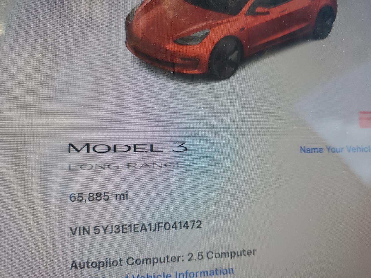 2018 Tesla Model 3 VIN: 5YJ3E1EA1JF041472 Lot: 64843655