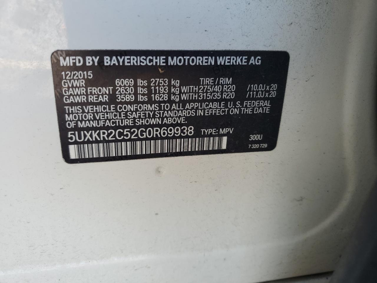 2016 BMW X5 Sdrive35I VIN: 5UXKR2C52G0R69938 Lot: 64832025
