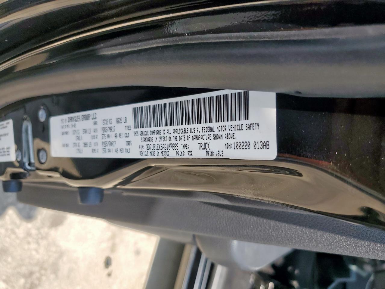 2010 Dodge Ram 1500 VIN: 3D7JB1EK5AG107689 Lot: 64129695