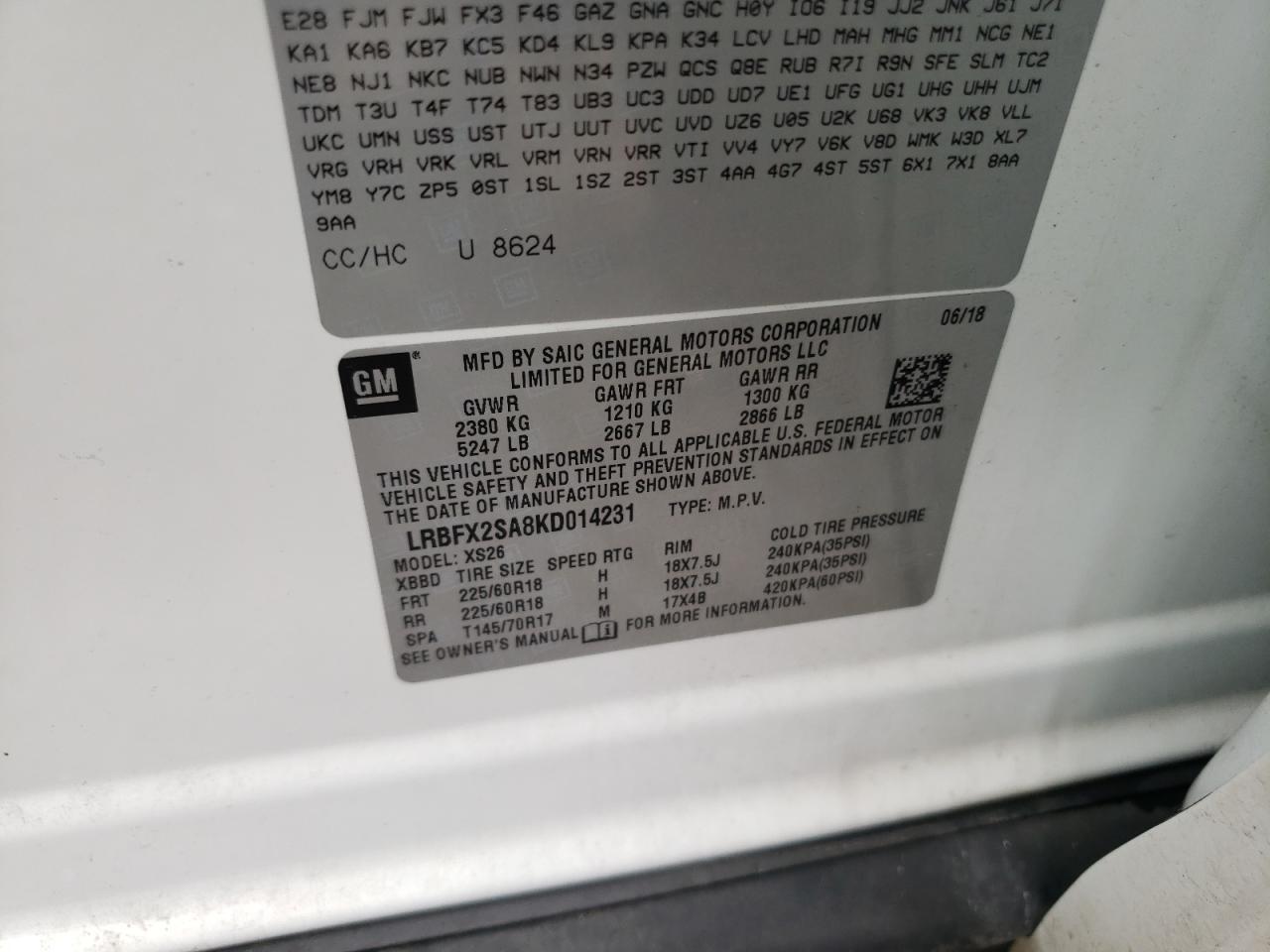 2019 Buick Envision Essence VIN: LRBFX2SA8KD014231 Lot: 64375895