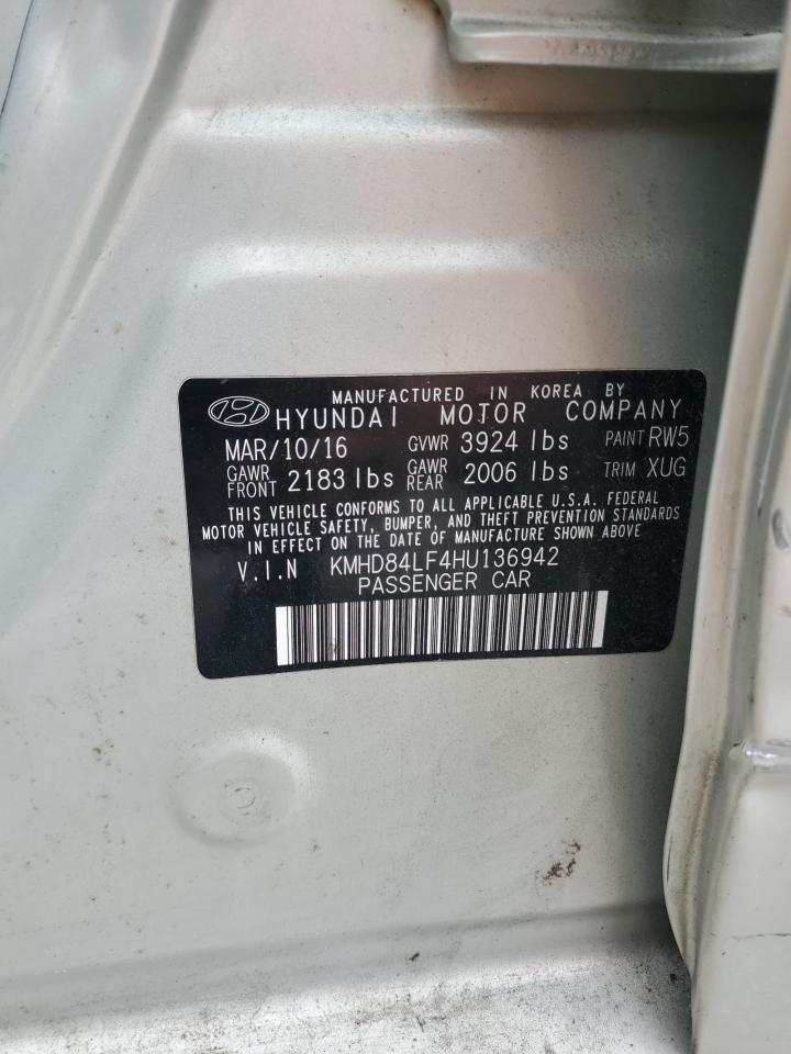 2017 Hyundai Elantra Se VIN: KMHD84LF4HU136942 Lot: 62919055