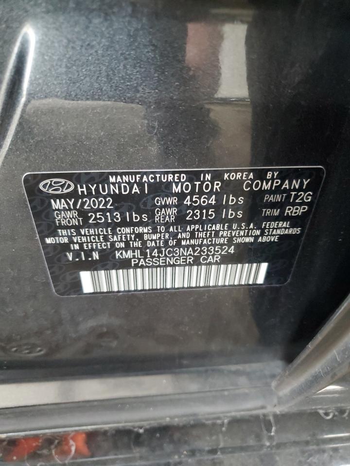2022 Hyundai Sonata N Line VIN: KMHL14JC3NA233524 Lot: 64546485