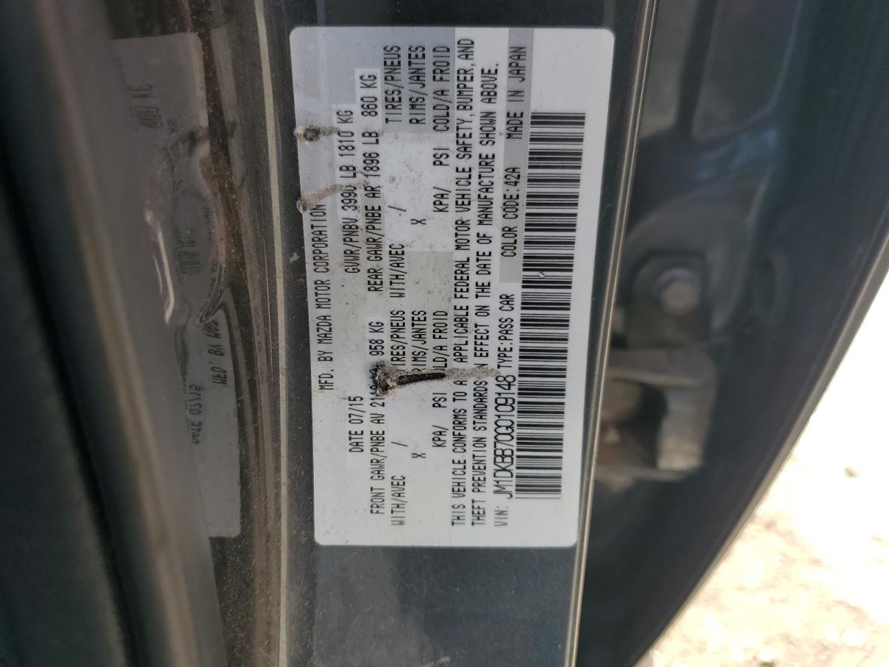 2016 Mazda Cx-3 Sport VIN: JM1DKBB70G0109148 Lot: 63390955