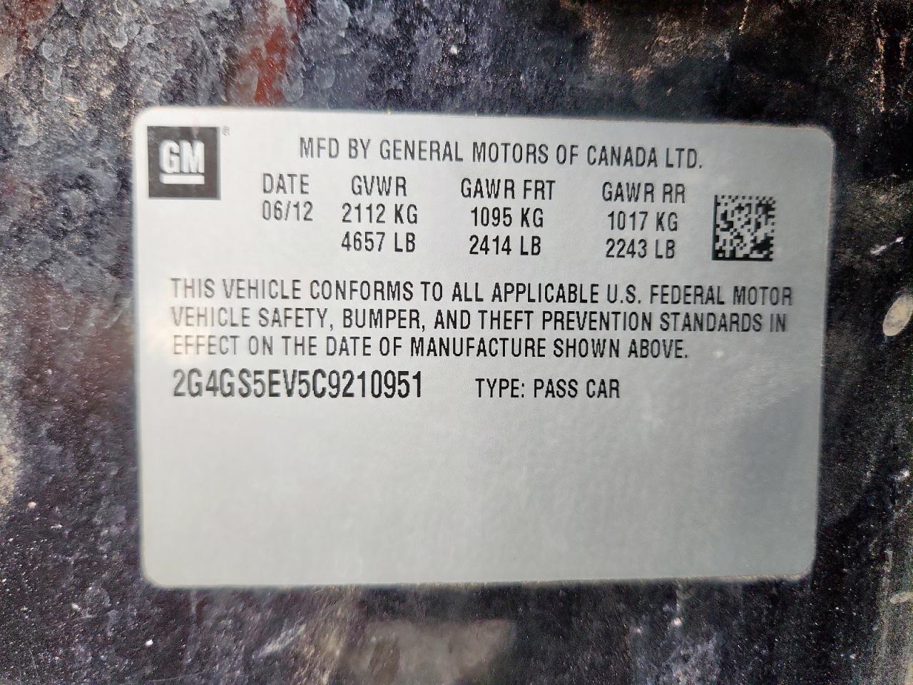 2012 Buick Regal Premium VIN: 2G4GS5EV5C9210951 Lot: 64258845