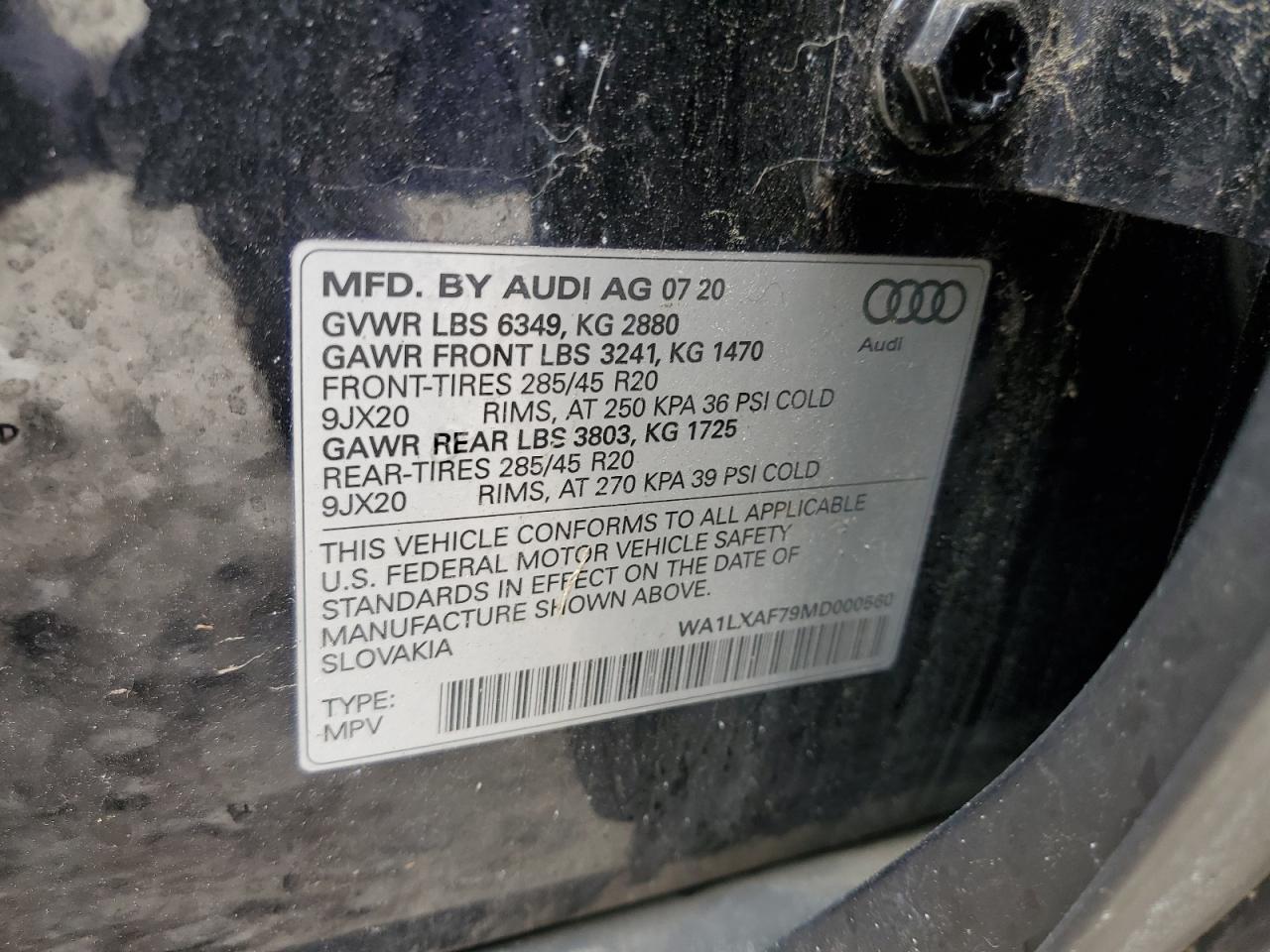 2021 Audi Q7 Premium Plus VIN: WA1LXAF79MD000560 Lot: 62670535