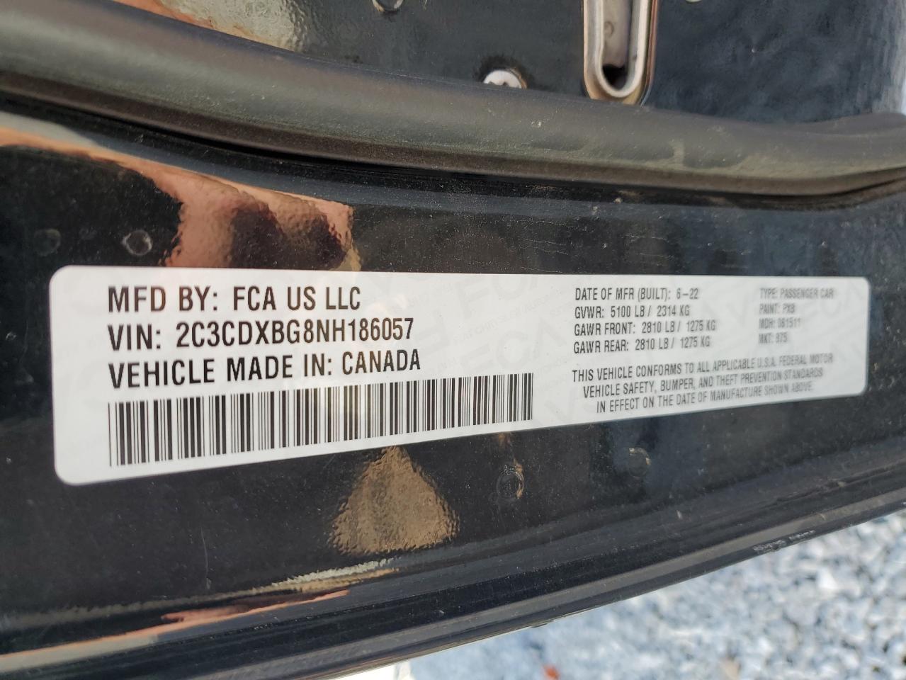 2c3cdxbg8nh186057 2C3CDXBG8NH186057 2022 Dodge Charger Sxt