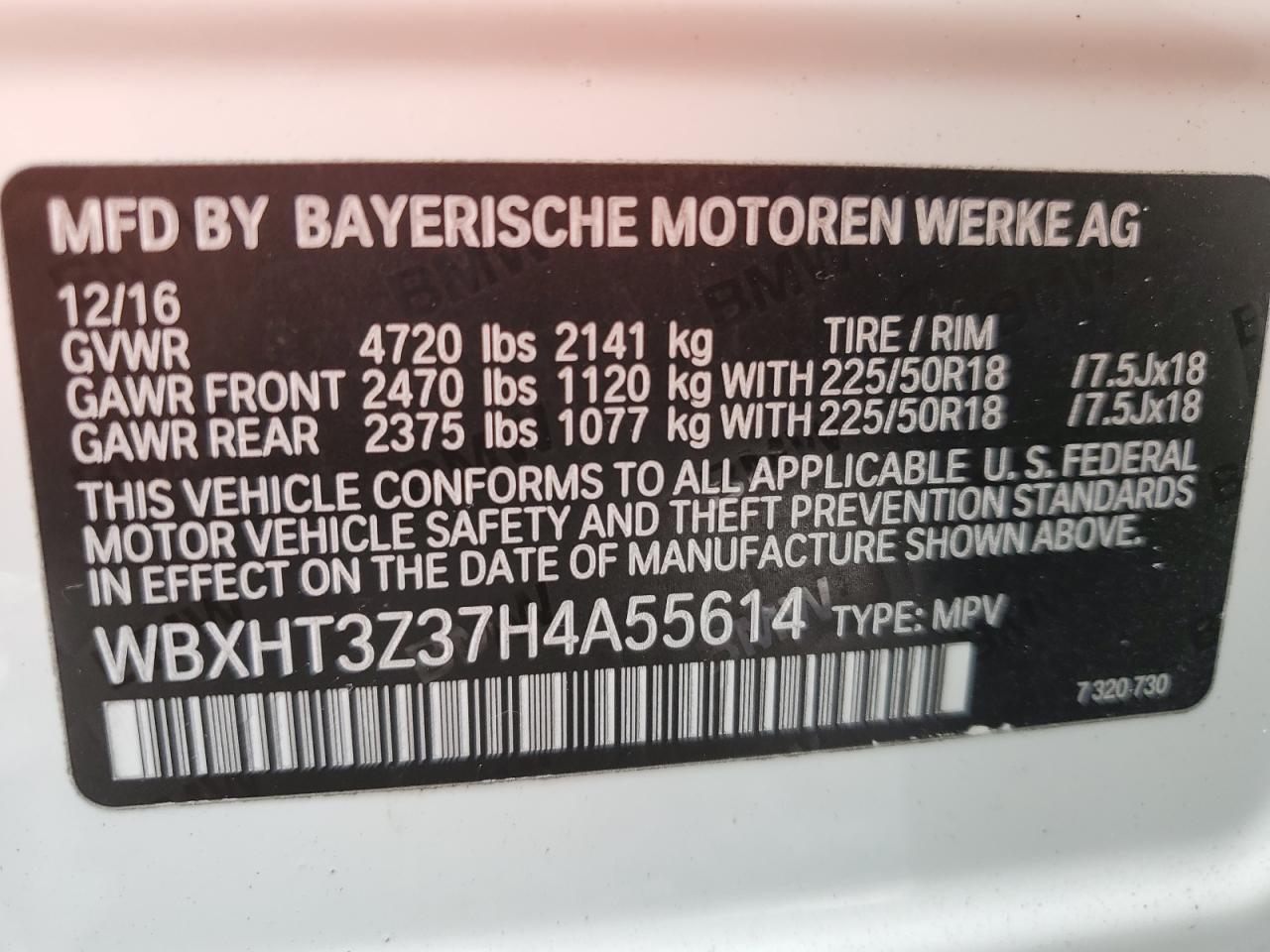 2017 BMW X1 xDrive28I VIN: WBXHT3Z37H4A55614 Lot: 63491415