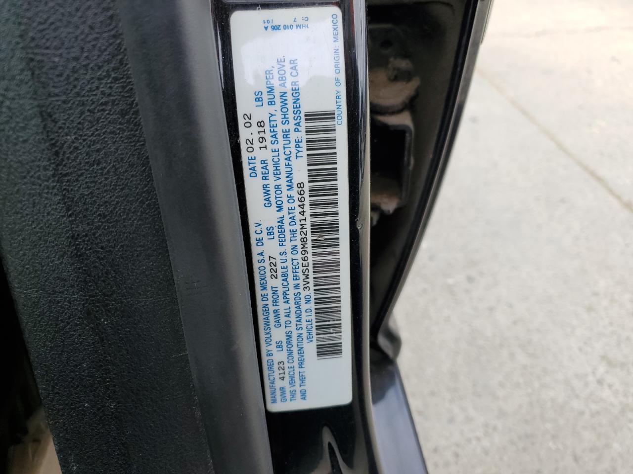 2002 Volkswagen Jetta Gls VIN: 3VWSE69M82M144668 Lot: 64042095