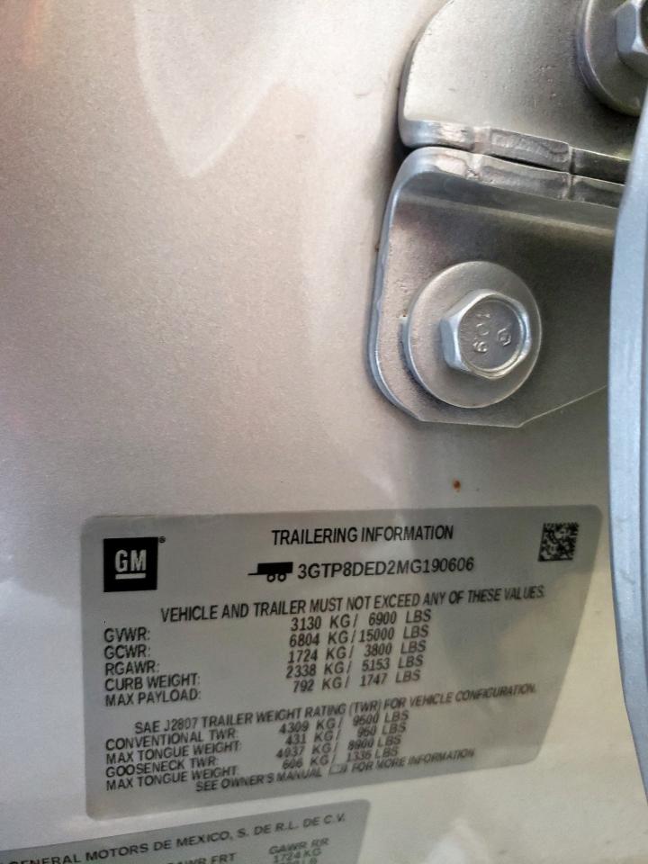 2021 GMC Sierra C1500 Slt VIN: 3GTP8DED2MG190606 Lot: 64987015
