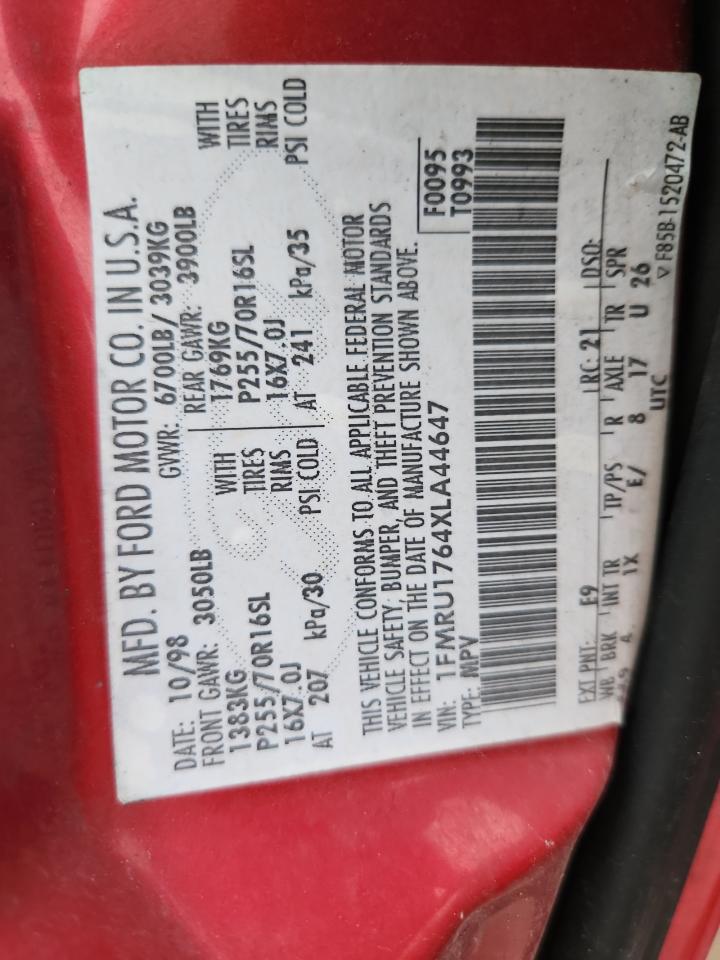1999 Ford Expedition VIN: 1FMRU1764XLA44647 Lot: 63557285