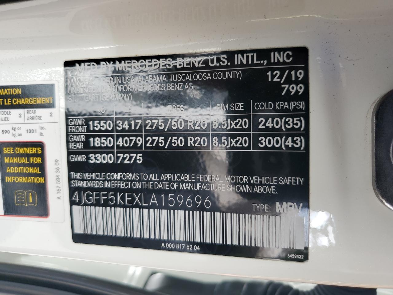 2020 Mercedes-Benz Gls 450 4Matic VIN: 4JGFF5KEXLA159696 Lot: 64508675