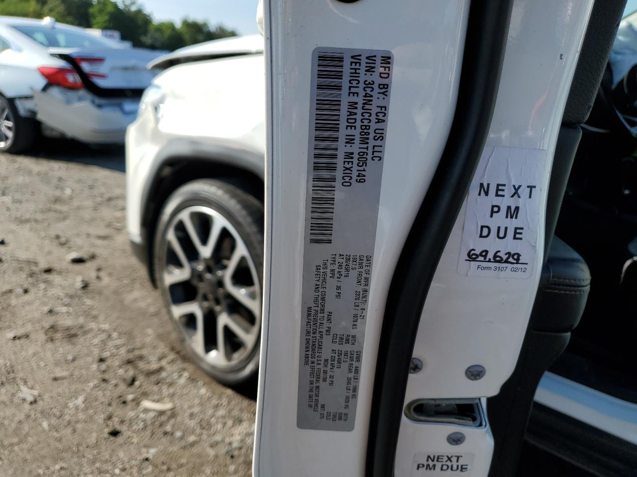 2021 Jeep Compass Limited VIN: 3C4NJCCB8MT605149 Lot: 66336765