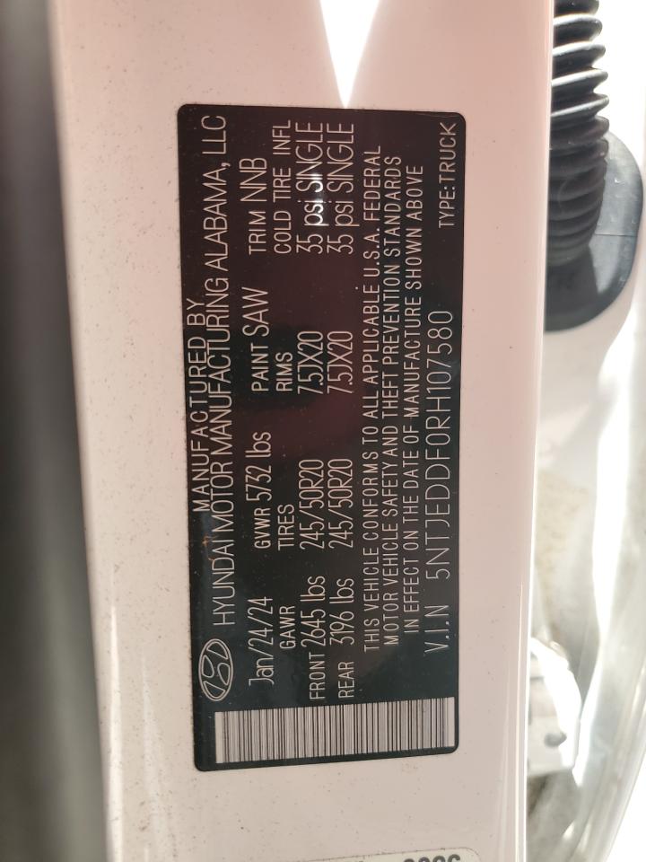 2024 Hyundai Santa Cruz Limited VIN: 5NTJEDDF0RH107580 Lot: 66471195