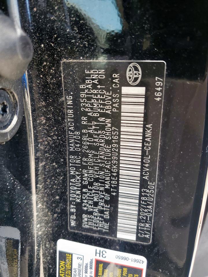 2009 Toyota Camry Base VIN: 4T1BE46K99U291657 Lot: 65801895