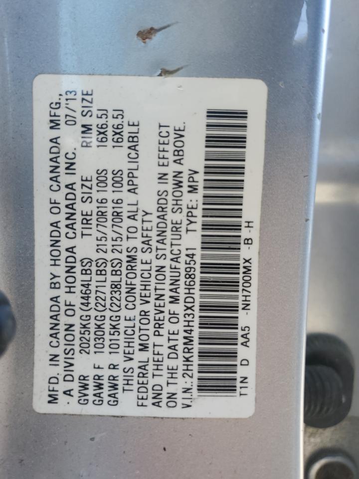 2013 Honda Cr-V Lx VIN: 2HKRM4H3XDH689541 Lot: 66297305