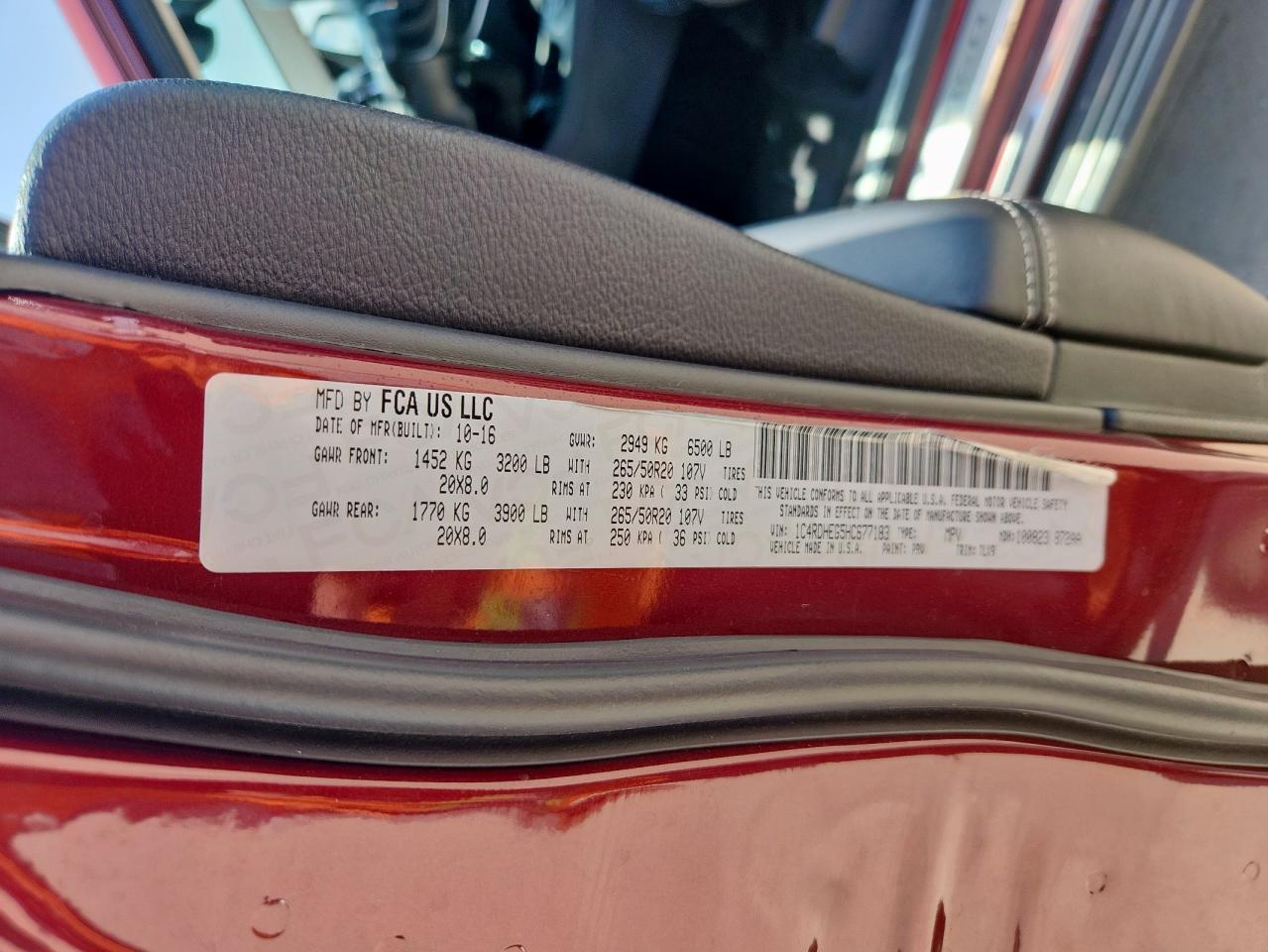2017 Dodge Durango Citadel VIN: 1C4RDHEG5HC677183 Lot: 65020935
