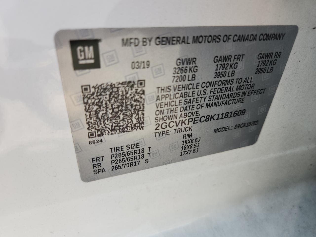 2019 Chevrolet Silverado Ld K1500 Lt VIN: 2GCVKPEC8K1181609 Lot: 64689125