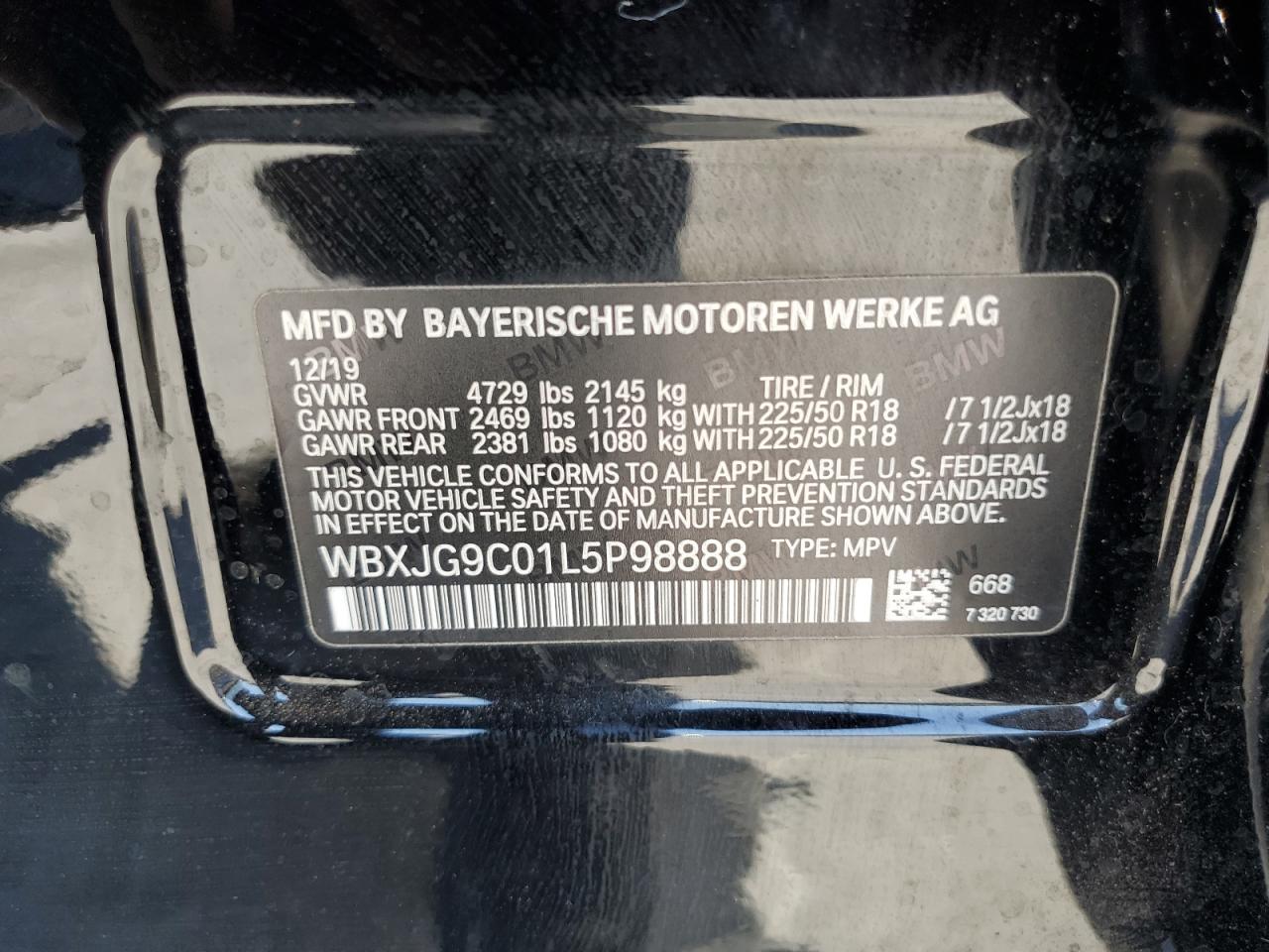 2020 BMW X1 xDrive28I VIN: WBXJG9C01L5P98888 Lot: 66874065