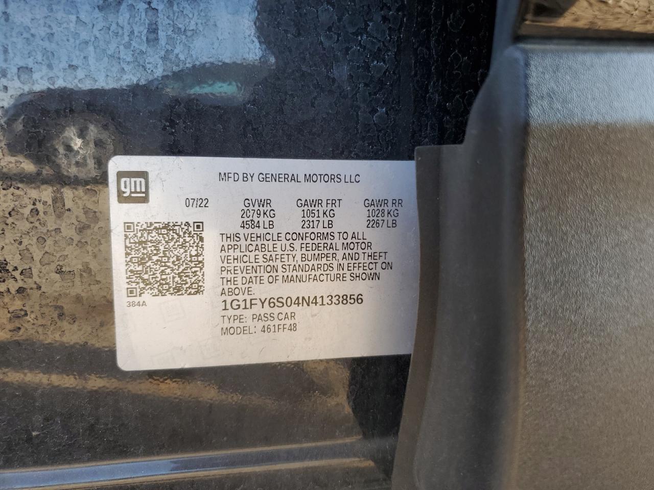 2022 Chevrolet Bolt Euv Lt VIN: 1G1FY6S04N4133856 Lot: 63059295