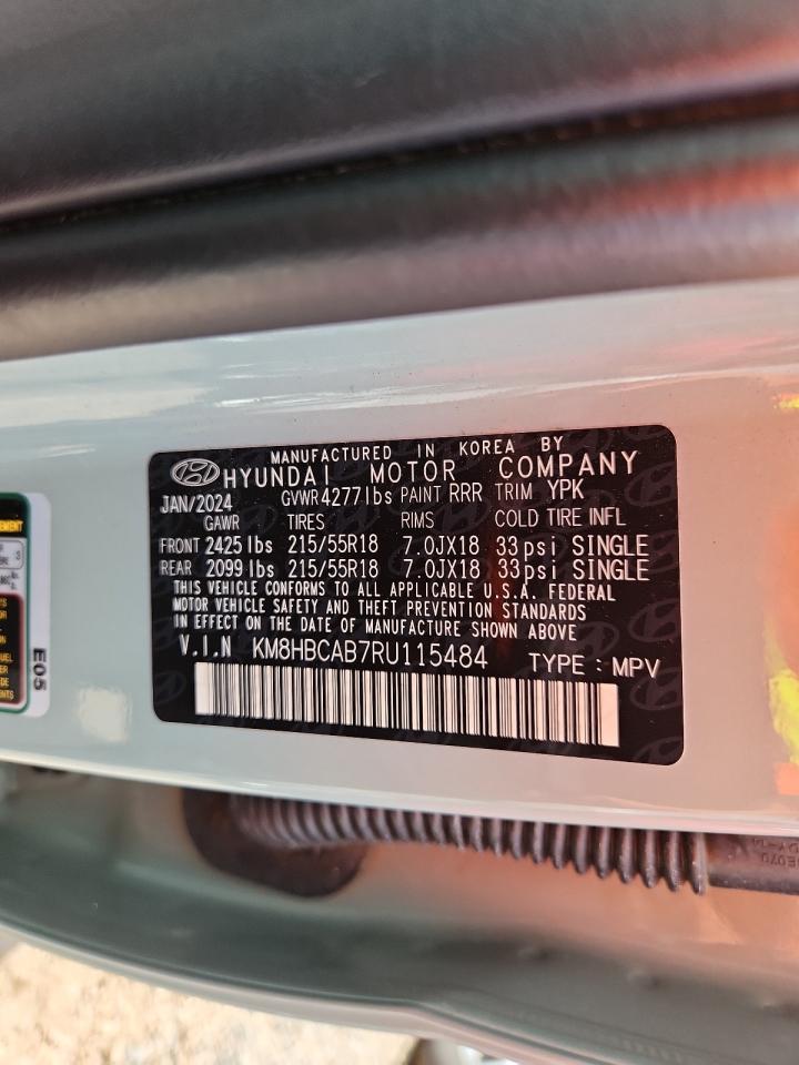 2024 Hyundai Kona Sel VIN: KM8HBCAB7RU115484 Lot: 63482835
