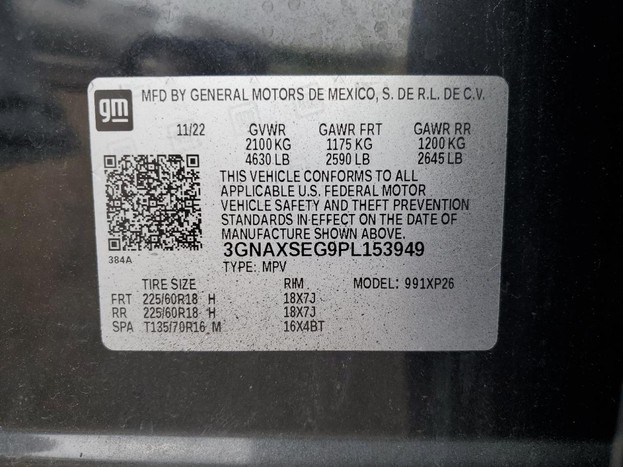 2023 Chevrolet Equinox Ls VIN: 3GNAXSEG9PL153949 Lot: 65366855