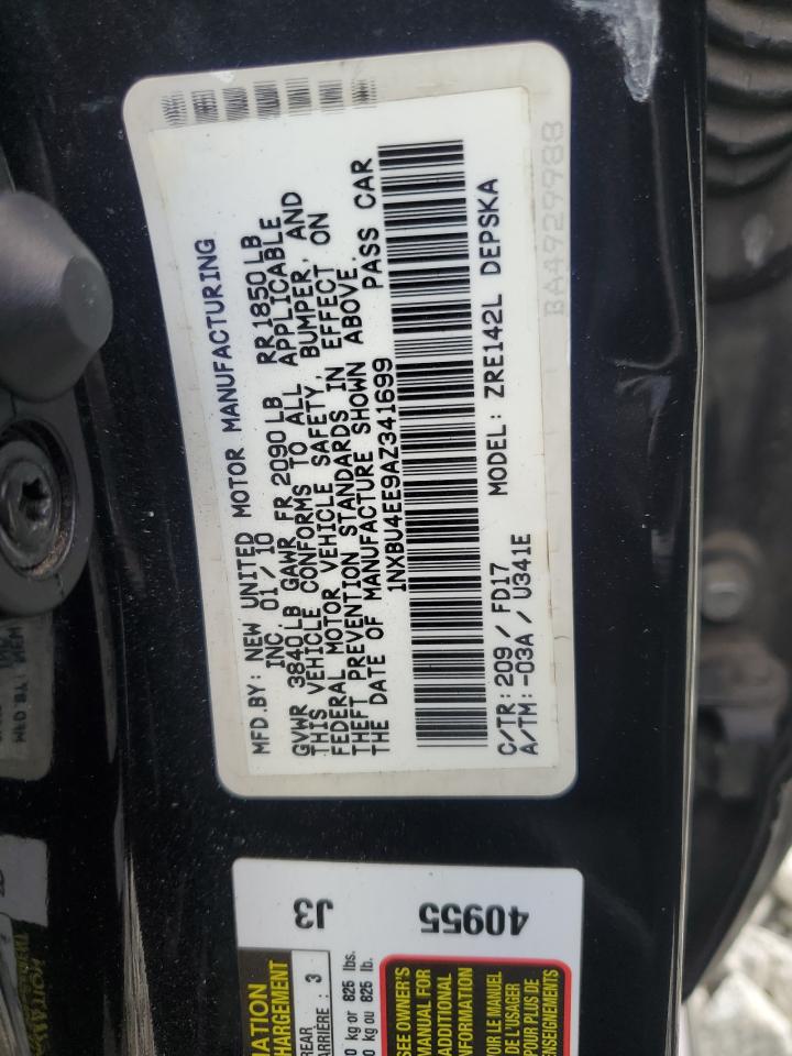 2010 Toyota Corolla Base VIN: 1NXBU4EE9AZ341699 Lot: 63128295