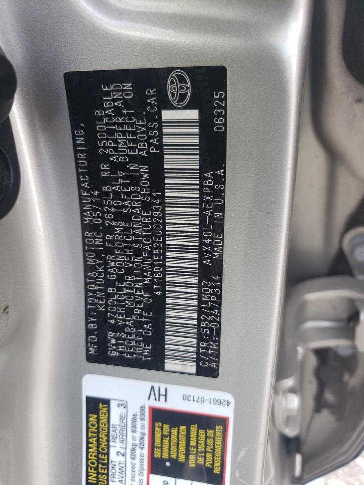 2014 Toyota Avalon Hybrid VIN: 4T1BD1EB3EU029341 Lot: 62912085