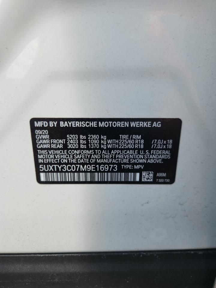 2021 BMW X3 Sdrive30I VIN: 5UXTY3C07M9E16973 Lot: 66712095