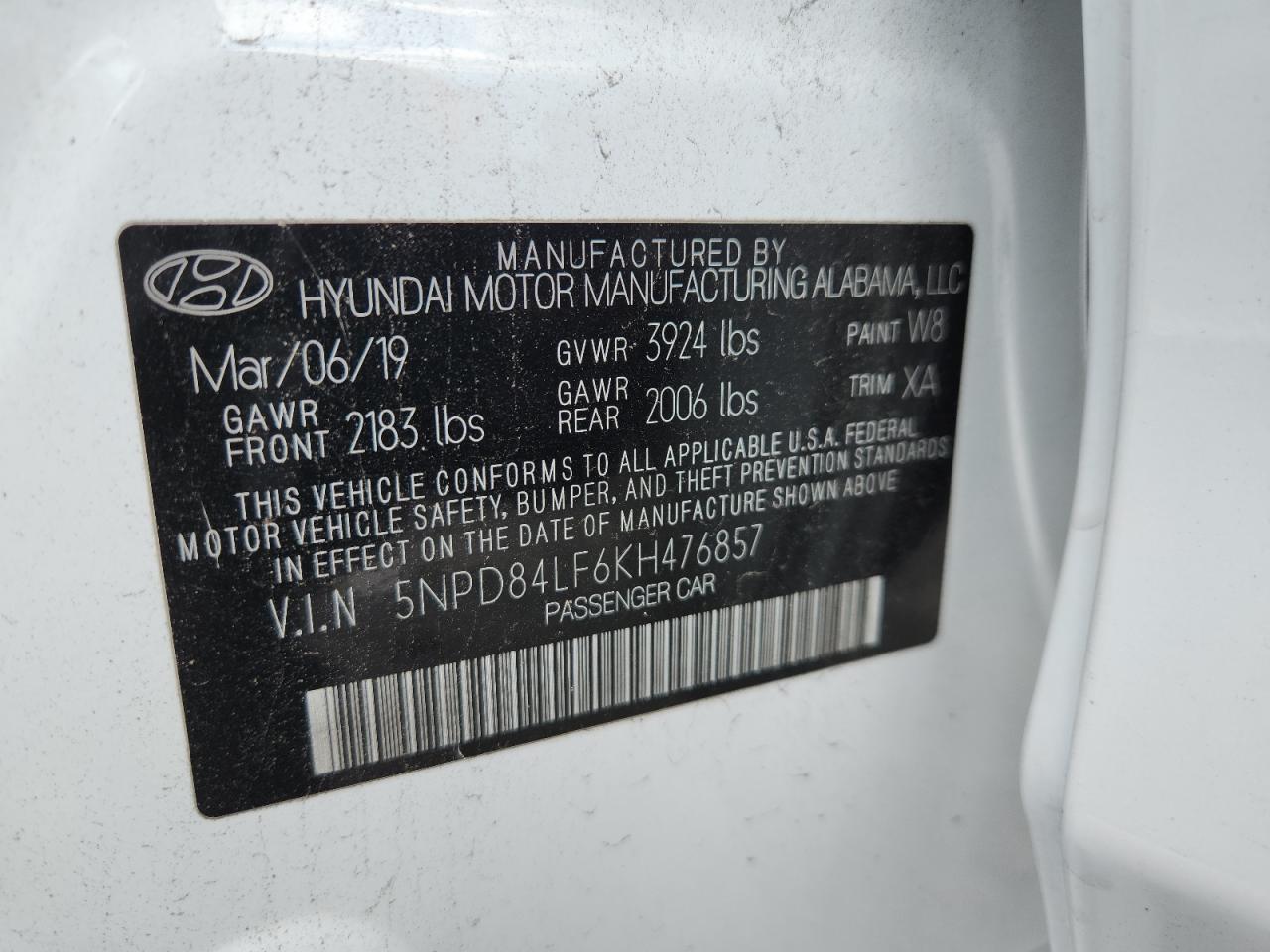 2019 Hyundai Elantra Sel VIN: 5NPD84LF6KH47685 Lot: 63086335