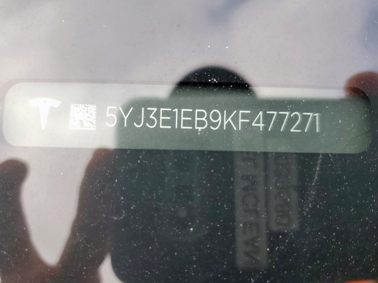 2019 Tesla Model 3 VIN: 5YJ3E1EB9KF477271 Lot: 65025785