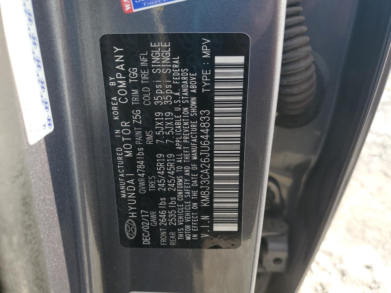 KM8J3CA26JU644833 2018 Hyundai Tucson Value