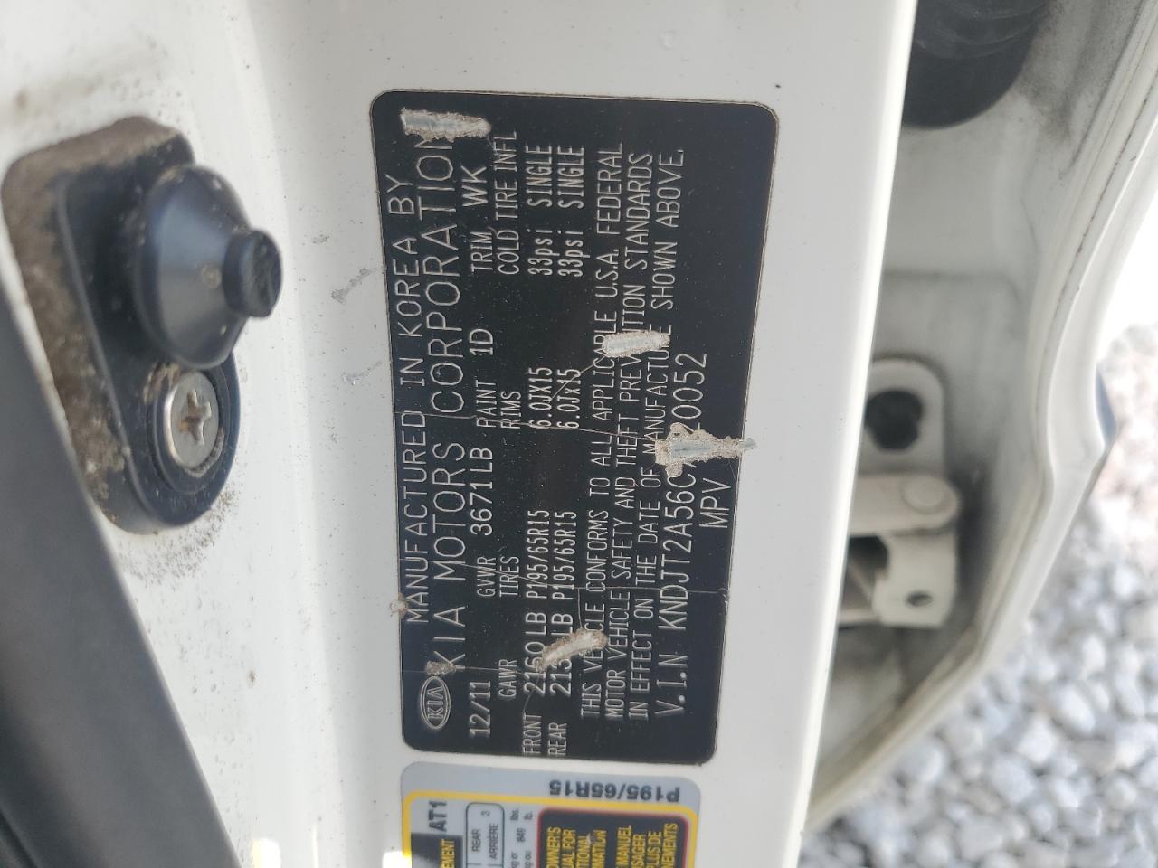 2012 Kia Soul VIN: KNDJT2A56C7420052 Lot: 63968355