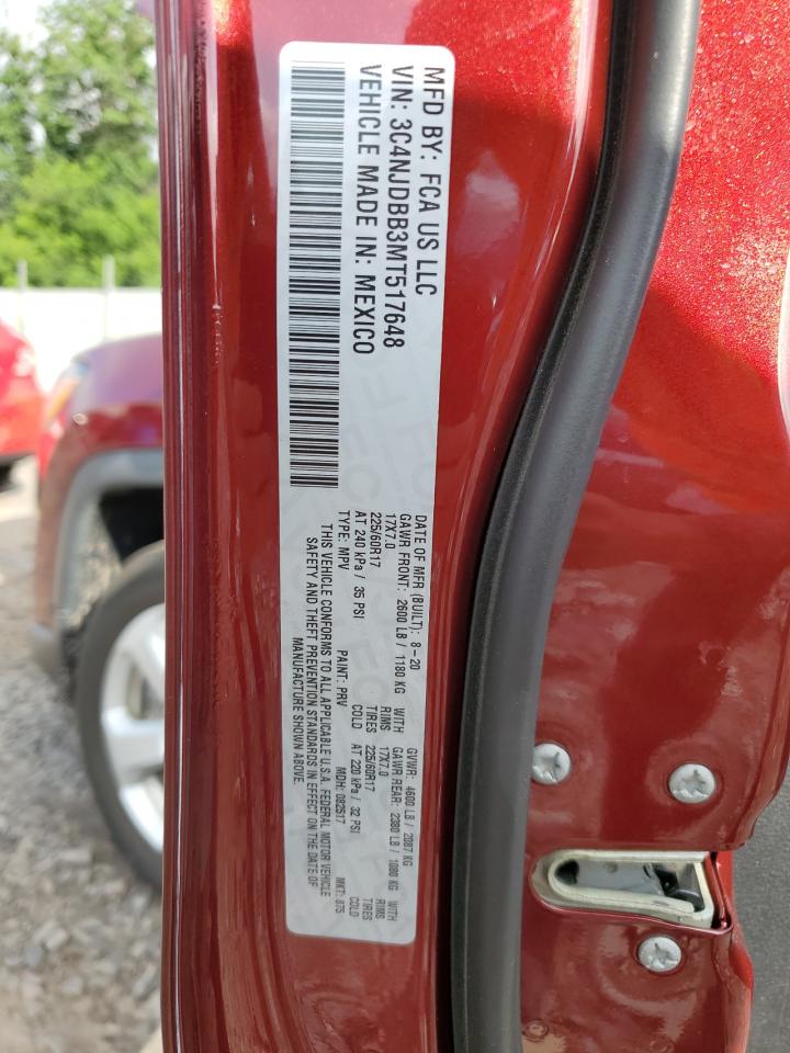 2021 Jeep Compass Latitude VIN: 3C4NJDBB3MT517648 Lot: 64903565