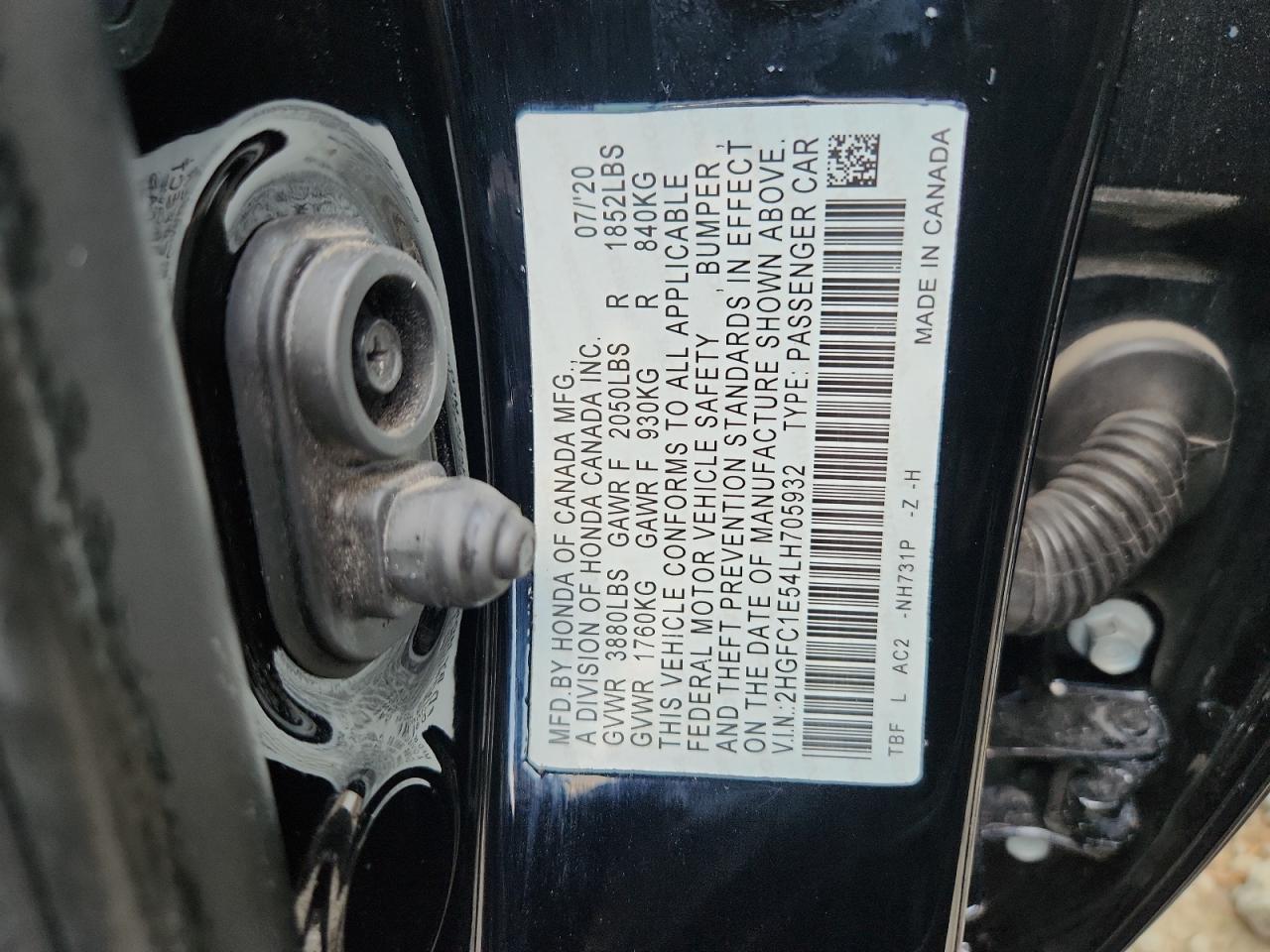 2020 Honda Civic Si VIN: 2HGFC1E54LH705932 Lot: 65184165