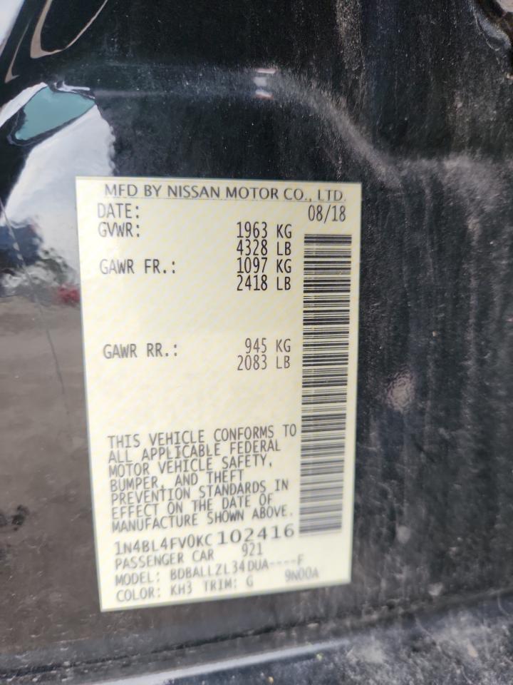 2019 Nissan Altima Platinum VIN: 1N4BL4FV0KC102416 Lot: 64752895