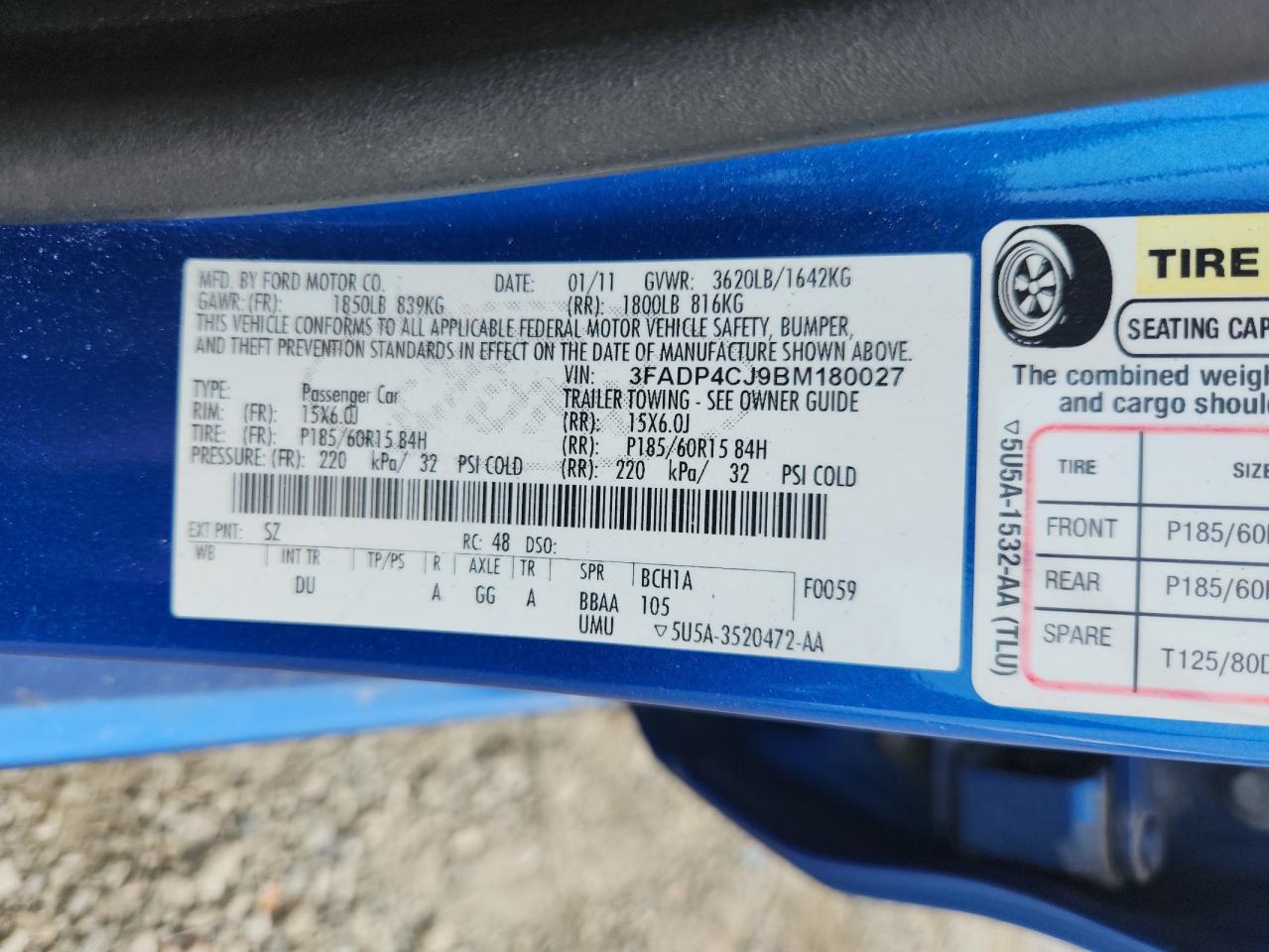 3FADP4CJ9BM180027 2011 Ford Fiesta Sel