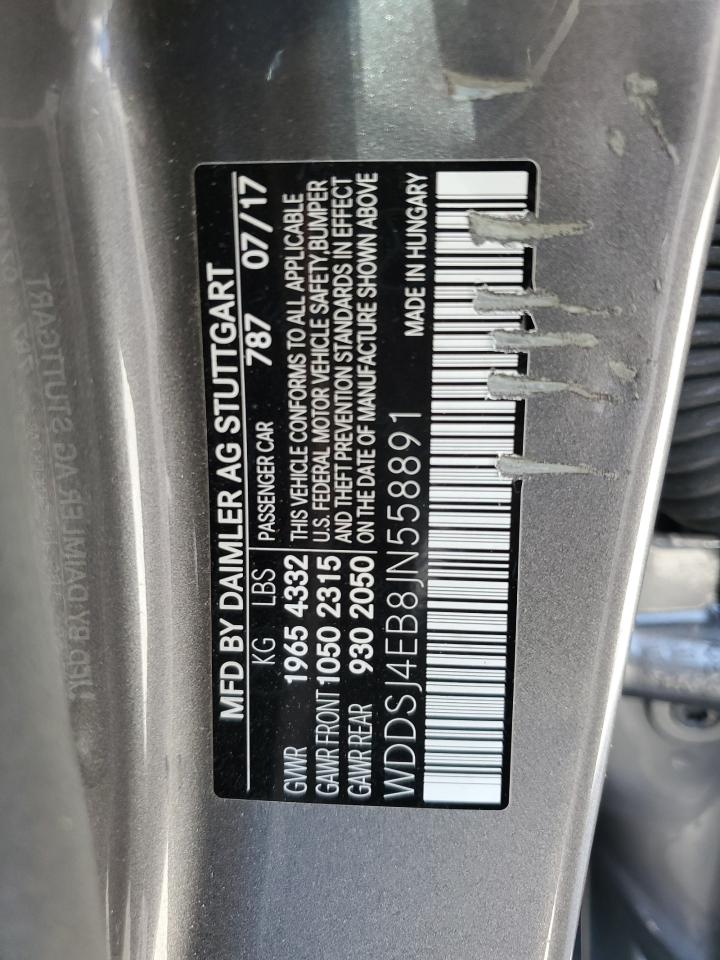 2018 Mercedes-Benz Cla 250 VIN: WDDSJ4EB8JN558891 Lot: 64703225