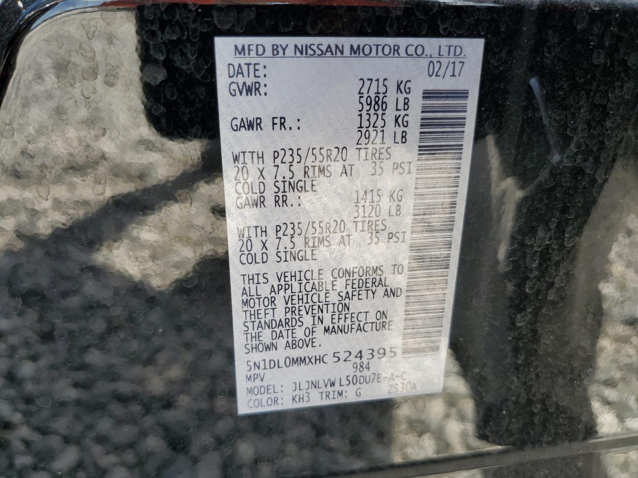 2017 Infiniti Qx60 VIN: 5N1DL0MMXHC524395 Lot: 64764505