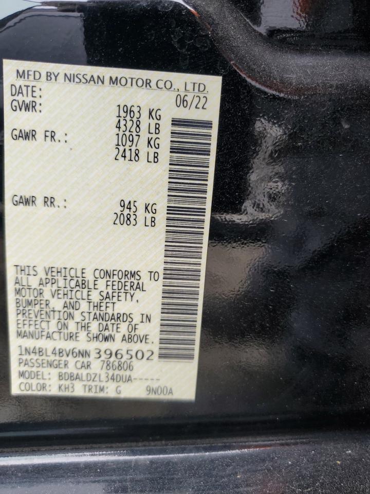 2022 Nissan Altima S VIN: 1N4BL4BV6NN396502 Lot: 64092815