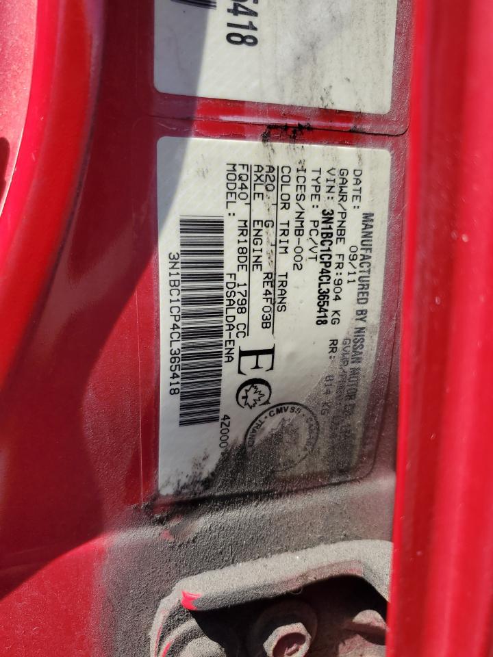 2012 Nissan Versa S VIN: 3N1BC1CP4CL365418 Lot: 65429985