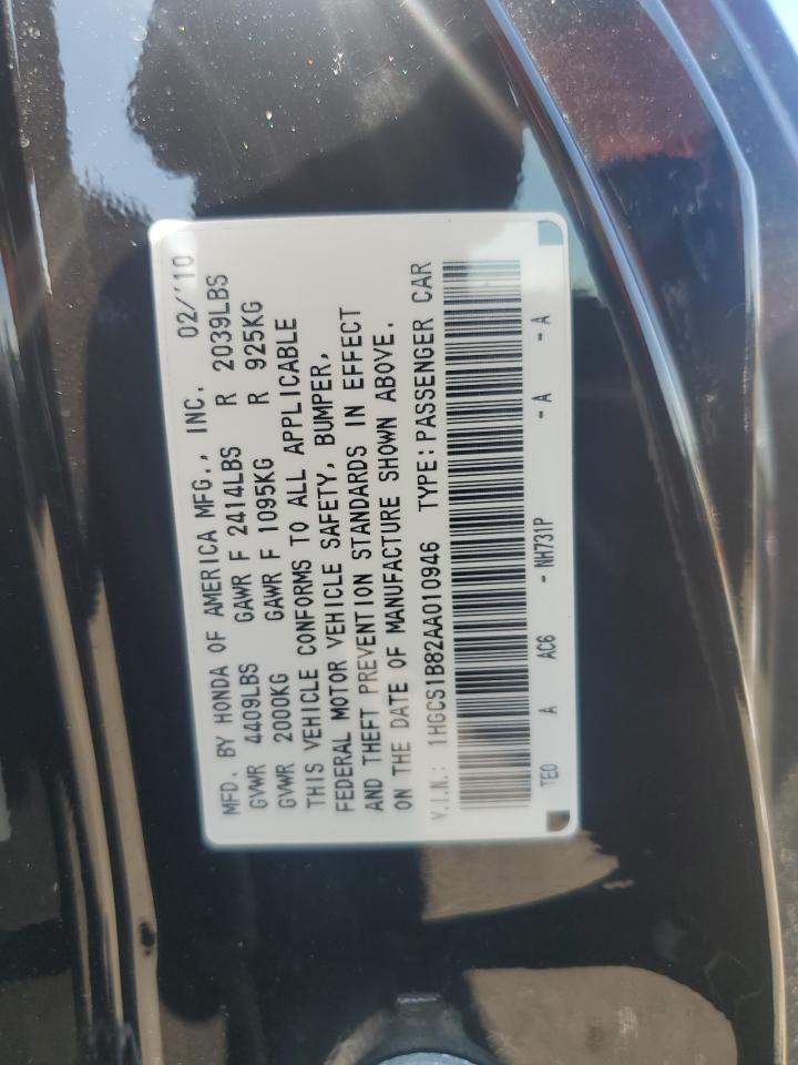 2010 Honda Accord Exl VIN: 1HGCS1B82AA010946 Lot: 64626855