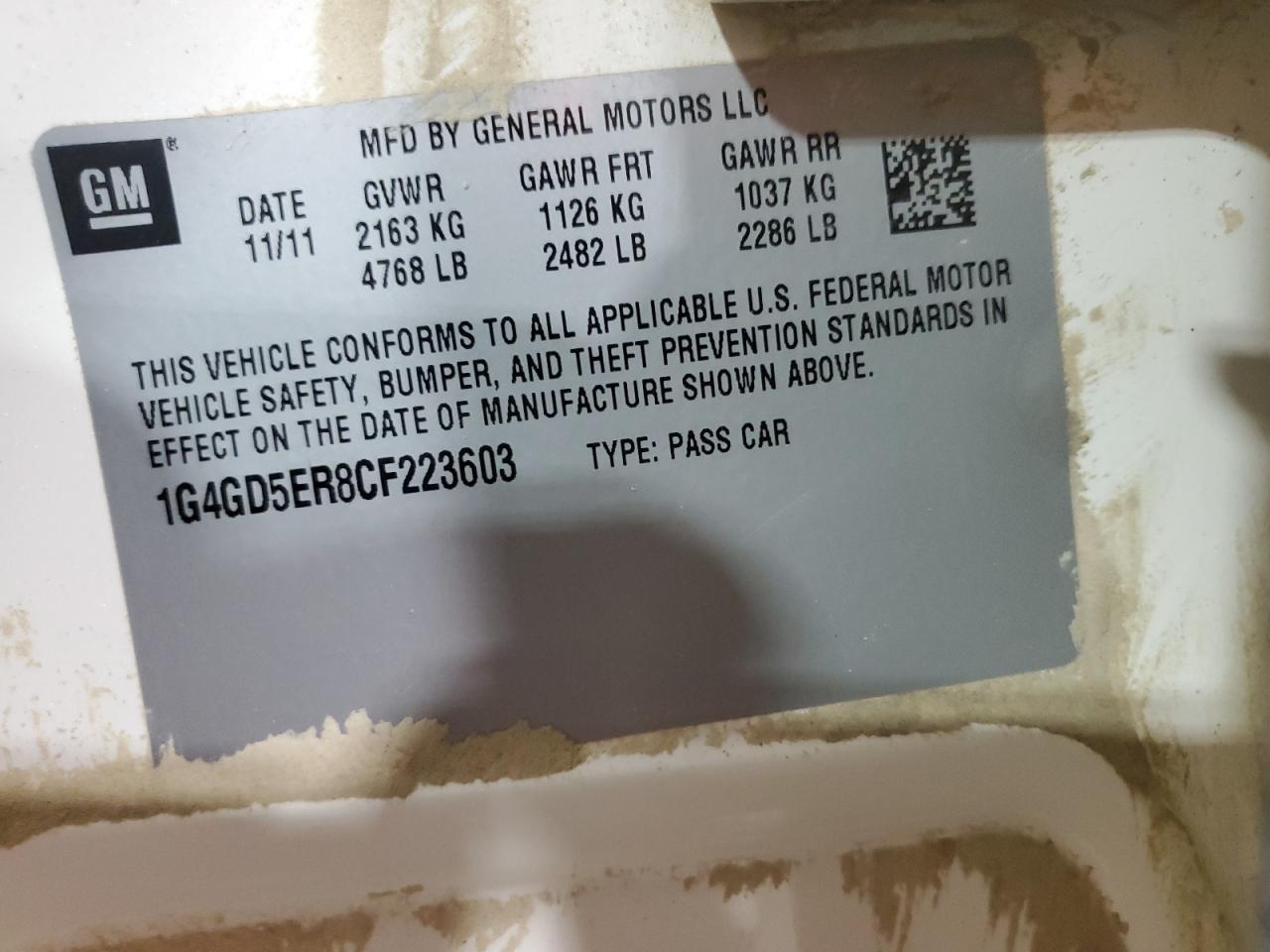 2012 Buick Lacrosse Premium VIN: 1G4GD5ER8CF223603 Lot: 66495235