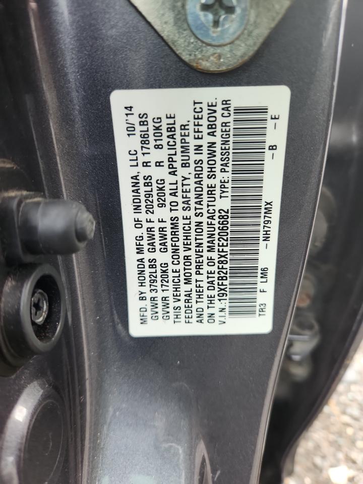 2015 Honda Civic Ex VIN: 19XFB2F8XFE206682 Lot: 63974585