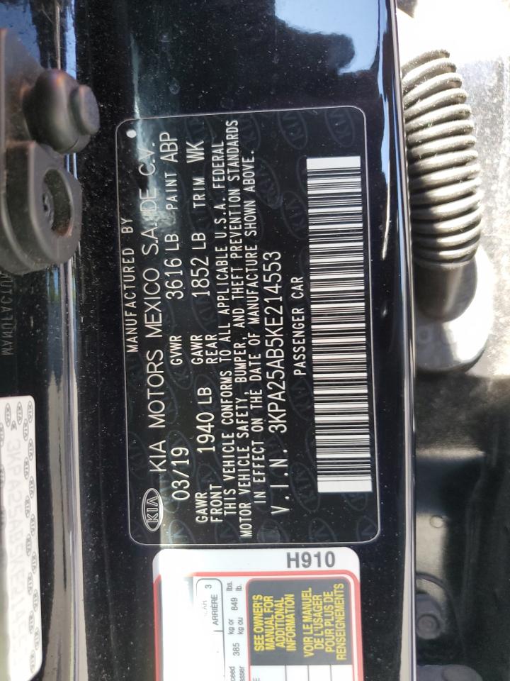 2019 Kia Rio S VIN: 3KPA25AB5KE214553 Lot: 64809675
