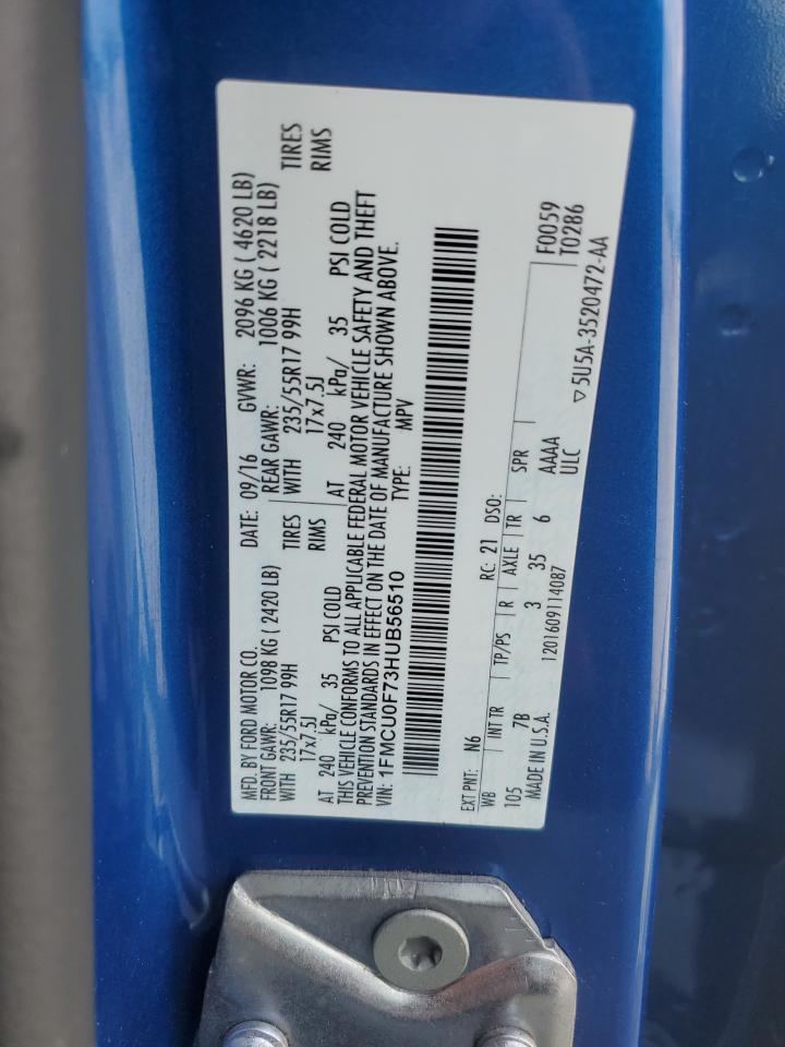 1FMCU0F73HUB56510 FORD ESCAPE 2017