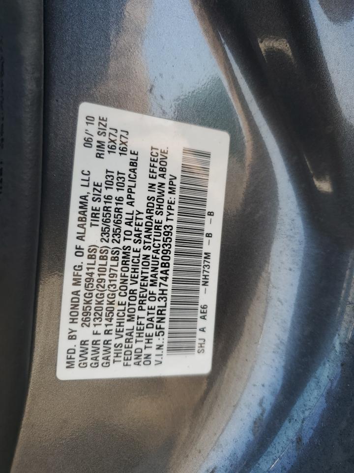 2010 Honda Odyssey Exl VIN: 5FNRL3H74AB093593 Lot: 63427615